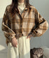 ビエラ起毛チェックシャツ 厚手ネルシャツ レディース ゆったりシャツジャケット 長袖チュニックシャツ ドロップショルダー春秋ライトアウター レトロ シャツアウター 92TINGWAN-001