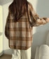 ビエラ起毛チェックシャツ 厚手ネルシャツ レディース ゆったりシャツジャケット 長袖チュニックシャツ ドロップショルダー春秋ライトアウター レトロ シャツアウター 92TINGWAN-001