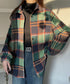 ビエラ起毛チェックシャツ 厚手ネルシャツ レディース ゆったりシャツジャケット 長袖チュニックシャツ ドロップショルダー春秋ライトアウター レトロ シャツアウター 92TINGWAN-001