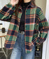 ビエラ起毛チェックシャツ 厚手ネルシャツ レディース ゆったりシャツジャケット 長袖チュニックシャツ ドロップショルダー春秋ライトアウター レトロ シャツアウター 92TINGWAN-001