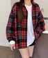 ビエラ起毛チェックシャツ 厚手ネルシャツ レディース ゆったりシャツジャケット 長袖チュニックシャツ ドロップショルダー春秋ライトアウター レトロ シャツアウター 92TINGWAN-001