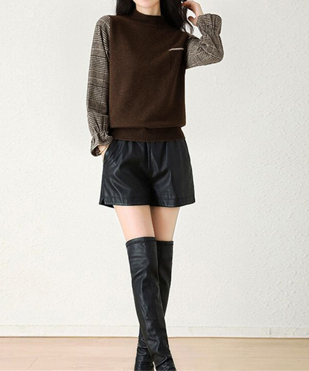 チェック柄ドッキングニットレディース秋服 詳細画像12