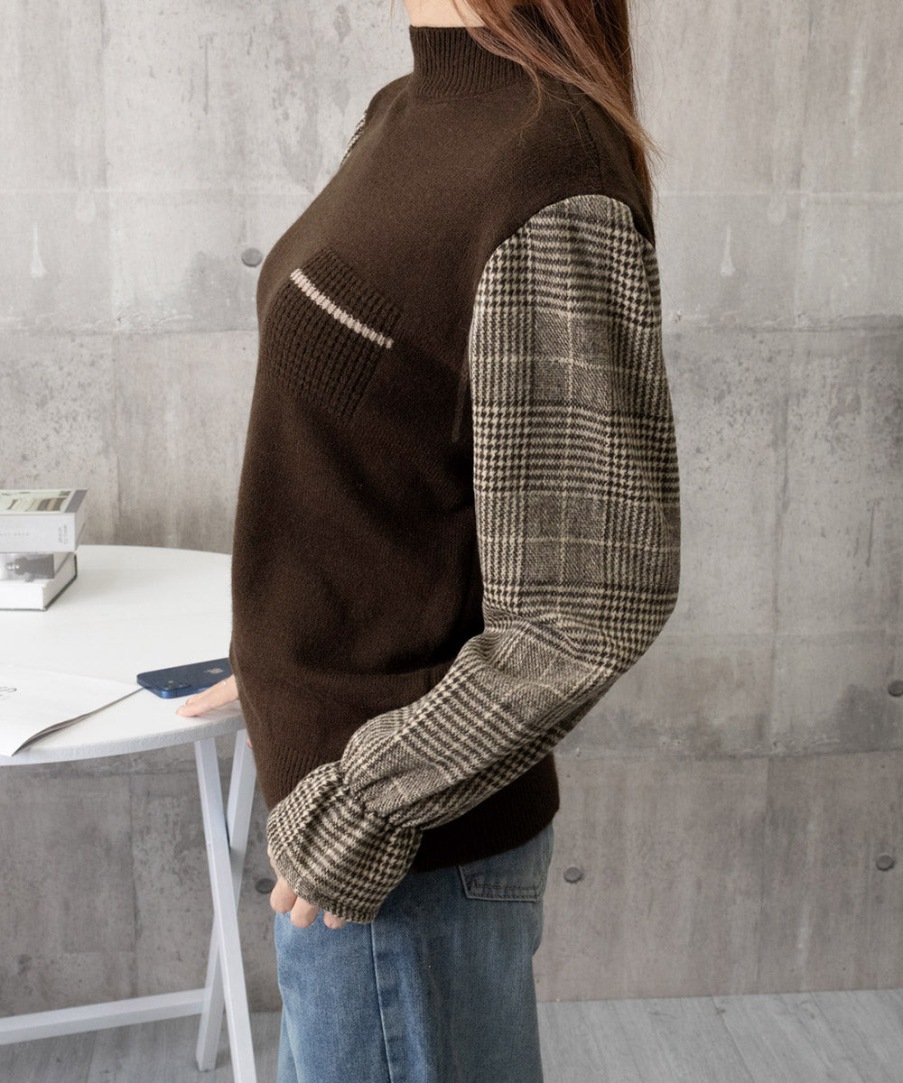 チェック柄ドッキングニットレディース秋服 詳細画像18