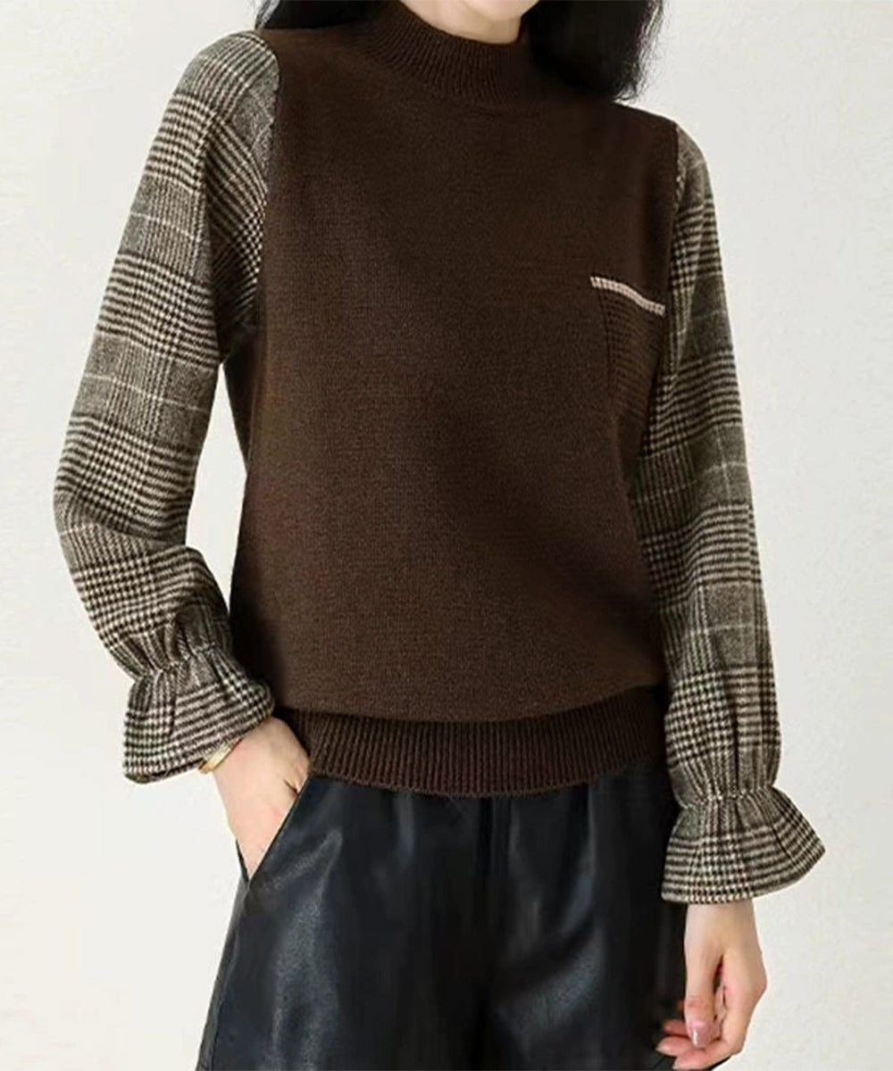 チェック柄ドッキングニットレディース秋服 詳細画像9