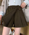 プリーツキュロットパンツ ウール風 秋冬 レディース 可愛いショート丈パンツ Aラインスカパン カジュアル ミニ丈パンツ着やせ ハイウエスト美脚脚長短パン韓国風 92XAYTFS-005