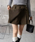 プリーツキュロットパンツ ウール風 秋冬 レディース 可愛いショート丈パンツ Aラインスカパン カジュアル ミニ丈パンツ着やせ ハイウエスト美脚脚長短パン韓国風 92XAYTFS-005