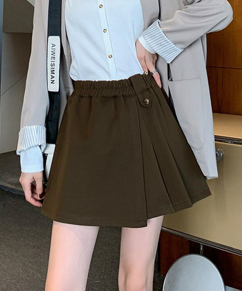 プリーツキュロットパンツ ウール風 秋冬 レディース 可愛いショート丈パンツ Aラインスカパン カジュアル ミニ丈パンツ着やせ ハイウエスト美脚脚長短パン韓国風 92XAYTFS-005