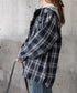 チェック柄フーデッドシャツレディース秋冬 微起毛切替BIGフードシャツ オーバーサイズシャツジャケット ヴィンテージ チェックシャツ ゆったり ネルシャツアウター 92YGLMY-002