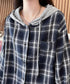 チェック柄フーデッドシャツレディース秋冬 微起毛切替BIGフードシャツ オーバーサイズシャツジャケット ヴィンテージ チェックシャツ ゆったり ネルシャツアウター 92YGLMY-002