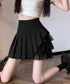 プリーツミニスカートチュール切替スカート レディース ハイウエストチュールスカート レイヤード風 Aラインスカートインナーパンツ付き 美脚脚長 ショート丈スカート 92YGYG-001