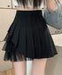 プリーツミニスカートチュール切替スカート レディース ハイウエストチュールスカート レイヤード風 Aラインスカートインナーパンツ付き 美脚脚長 ショート丈スカート 92YGYG-001