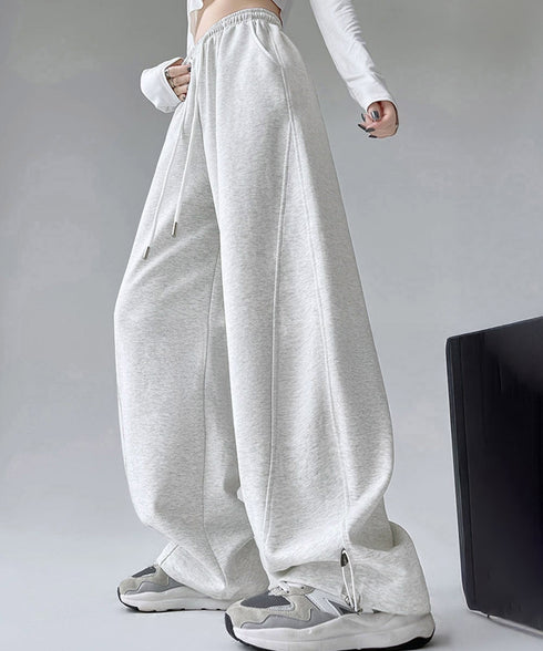 スウェットパンツ レディースワイドパンツ ハイウエストイージーパンツ 着やせボトムス ゆったり運動着韓国風リラックスパンツ 楽ちんロングパンツ 春夏秋冬体型カバー 92YIYU-001