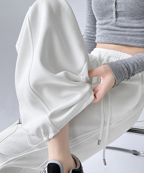 スウェットパンツ レディースワイドパンツ ハイウエストイージーパンツ 着やせボトムス ゆったり運動着韓国風リラックスパンツ 楽ちんロングパンツ 春夏秋冬体型カバー 92YIYU-001