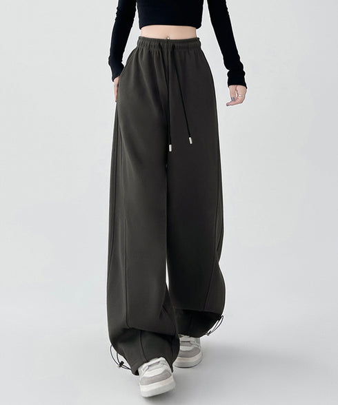 スウェットパンツ レディースワイドパンツ ハイウエストイージーパンツ 着やせボトムス ゆったり運動着韓国風リラックスパンツ 楽ちんロングパンツ 春夏秋冬体型カバー 92YIYU-001