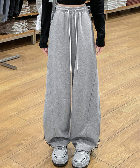 スウェットパンツ レディースワイドパンツ ハイウエストイージーパンツ 着やせボトムス ゆったり運動着韓国風リラックスパンツ 楽ちんロングパンツ 春夏秋冬体型カバー 92YIYU-001