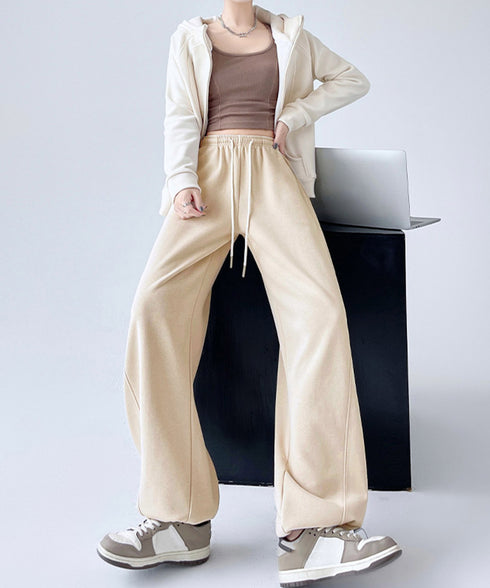 スウェットパンツ レディースワイドパンツ ハイウエストイージーパンツ 着やせボトムス ゆったり運動着韓国風リラックスパンツ 楽ちんロングパンツ 春夏秋冬体型カバー 92YIYU-001