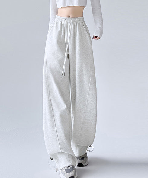 スウェットパンツ レディースワイドパンツ ハイウエストイージーパンツ 着やせボトムス ゆったり運動着韓国風リラックスパンツ 楽ちんロングパンツ 春夏秋冬体型カバー 92YIYU-001