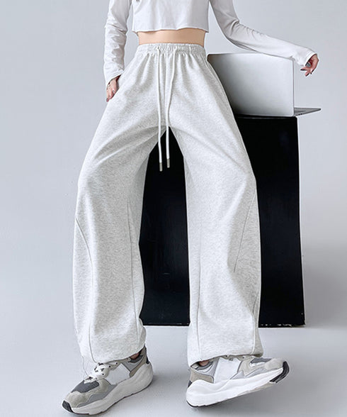 スウェットパンツ レディースワイドパンツ ハイウエストイージーパンツ 着やせボトムス ゆったり運動着韓国風リラックスパンツ 楽ちんロングパンツ 春夏秋冬体型カバー 92YIYU-001