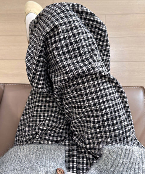 チェック柄ワイドパンツハイウエスト 秋冬 大人可愛い ストレートパンツ 体型カバー レディース フルレングスズボン 微起毛ロングパンツ レトロ風タックパンツ中厚手 92YYFS-001