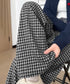 チェック柄ワイドパンツハイウエスト 秋冬 大人可愛い ストレートパンツ 体型カバー レディース フルレングスズボン 微起毛ロングパンツ レトロ風タックパンツ中厚手 92YYFS-001