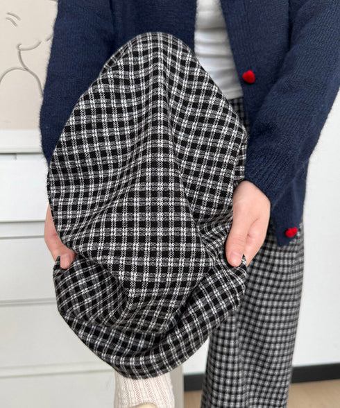 チェック柄ワイドパンツハイウエスト 秋冬 大人可愛い ストレートパンツ 体型カバー レディース フルレングスズボン 微起毛ロングパンツ レトロ風タックパンツ中厚手 92YYFS-001