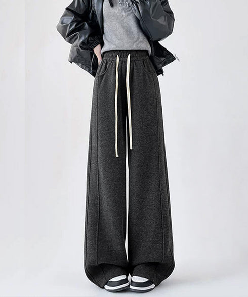 ヘリンボーン柄ワイドパンツレディース美脚 ハイウエストストレートパンツ 裏起毛ノーマル2タイプ ウエストゴムリラックスパンツ ポケット付き楽ちんイージーパンツ秋冬 92ZBB-001