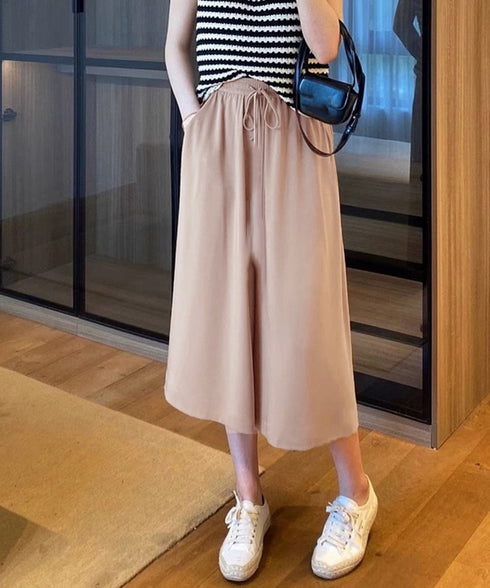 ワイドパンツ ガウチョパンツ レディース リラックスワイドパンツ 美脚シルエット 体型カバーパンツ ウエストゴム ボリュームパンツ ドロストパンツ 落ち感素材 95CHENXIN-002
