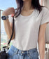 半袖tシャツ レディース 韓国風 ラウンドネックTシャツ 半袖トップス 柔らか素材 肌触り抜群 細見えトップスきれいめカジュアル 春夏新作トレンドアイテム 95DUANXIU-001