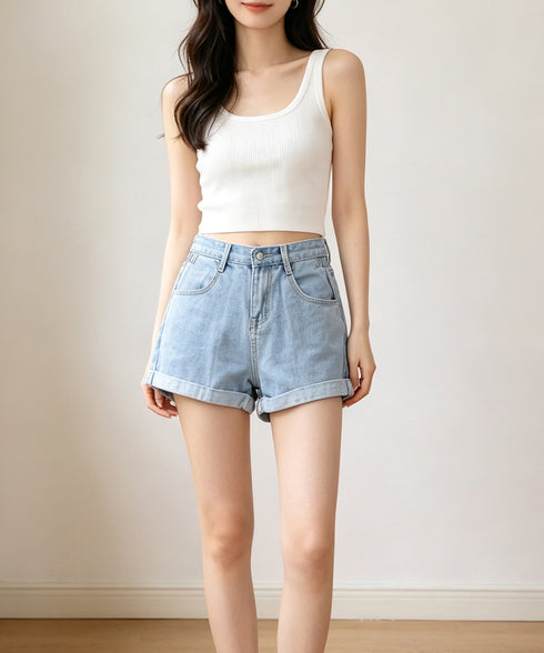ショートパンツ 短パンデニム 韓国風 レディースデニムショートパンツ カジュアル シンプル おしゃれ 春夏秋着回し お出かけ ショート丈 定番ボトム 95NZDK-001