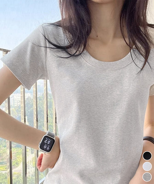 半袖tシャツ レディース 韓国風 ラウンドネックTシャツ 半袖トップス 柔らか素材 肌触り抜群 細見えトップスきれいめカジュアル 春夏新作トレンドアイテム 95DUANXIU-001