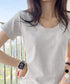 半袖tシャツ レディース 韓国風 ラウンドネックTシャツ 半袖トップス 柔らか素材 肌触り抜群 細見えトップスきれいめカジュアル 春夏新作トレンドアイテム 95DUANXIU-001