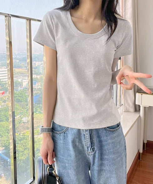 半袖tシャツ レディース 韓国風 ラウンドネックTシャツ 半袖トップス 柔らか素材 肌触り抜群 細見えトップスきれいめカジュアル 春夏新作トレンドアイテム 95DUANXIU-001