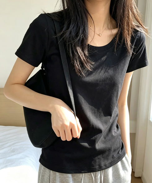 半袖tシャツ レディース 韓国風 ラウンドネックTシャツ 半袖トップス 柔らか素材 肌触り抜群 細見えトップスきれいめカジュアル 春夏新作トレンドアイテム 95DUANXIU-001