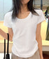 半袖tシャツ レディース 韓国風 ラウンドネックTシャツ 半袖トップス 柔らか素材 肌触り抜群 細見えトップスきれいめカジュアル 春夏新作トレンドアイテム 95DUANXIU-001