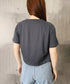 レディース アシンメトリー Tシャツ シンプル リボンドロストトップス 抜け感 シャーリング半袖 薄手 サイド絞り半袖 韓国風 ドロスト Tシャツ 95DUANXIU-002