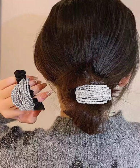 シュシュ ヘアゴム パール 髪飾り レディース キラキラ ラインストーン ヘアアクセ 大人 可愛い フェミニン カジュアル ヘアアップ 韓国風 ヘア雑貨 95FASHI-001