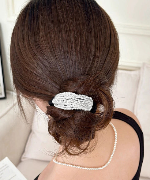 シュシュ ヘアゴム パール 髪飾り レディース キラキラ ラインストーン ヘアアクセ 大人 可愛い フェミニン カジュアル ヘアアップ 韓国風 ヘア雑貨 95FASHI-001