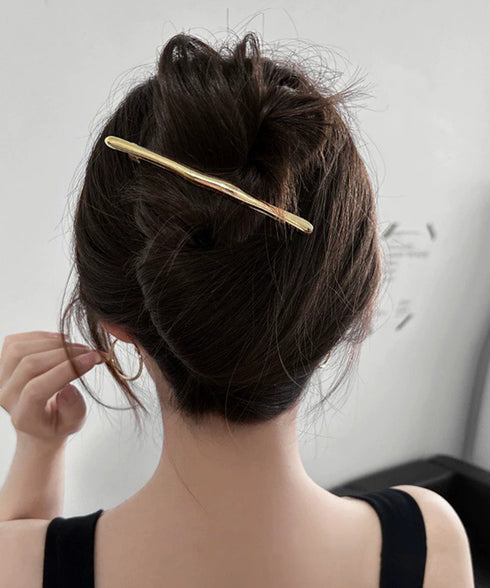 バレッタレディース ヘアアクセサリー レディース ヘアアクセ バーバレッタ メタル シンプル 上品 大人かわいい 韓国風 オフィス 通勤 デイリー ゴールド 95FASHI-004