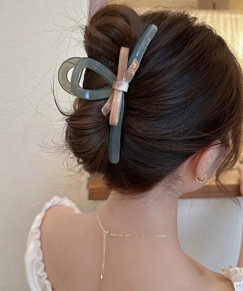 バンスクリップ大人 ヘアクリップおしゃれ 大人女子 韓国風 リボンヘアクリップ きれいめ大きめモチーフシンプルかわいい ヘアアクセサリー使いやすいしっかりホールド 95FASHI-005