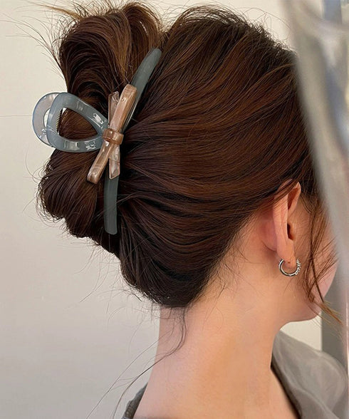 バンスクリップ大人 ヘアクリップおしゃれ 大人女子 韓国風 リボンヘアクリップ きれいめ大きめモチーフシンプルかわいい ヘアアクセサリー使いやすいしっかりホールド 95FASHI-005