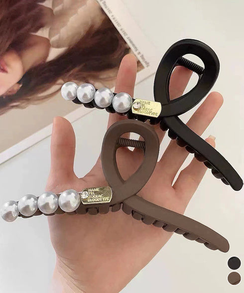 大人カジュアル パール バンスクリップ ヘアアクセサリー 韓国風 上品キレイめ まとめ髪 アップヘア オフィス デート 大人可愛い レディース髪留め 95FASHI-006