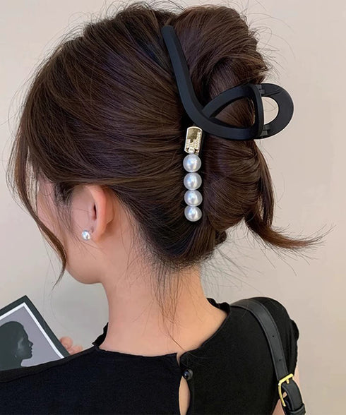大人カジュアル パール バンスクリップ ヘアアクセサリー 韓国風 上品キレイめ まとめ髪 アップヘア オフィス デート 大人可愛い レディース髪留め 95FASHI-006