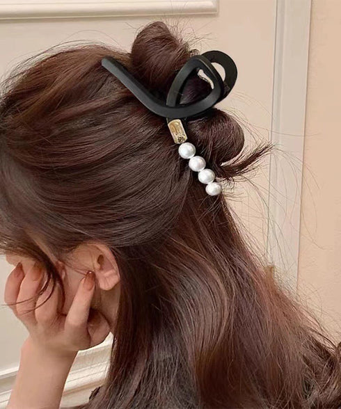 大人カジュアル パール バンスクリップ ヘアアクセサリー 韓国風 上品キレイめ まとめ髪 アップヘア オフィス デート 大人可愛い レディース髪留め 95FASHI-006