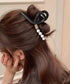 大人カジュアル パール バンスクリップ ヘアアクセサリー 韓国風 上品キレイめ まとめ髪 アップヘア オフィス デート 大人可愛い レディース髪留め 95FASHI-006