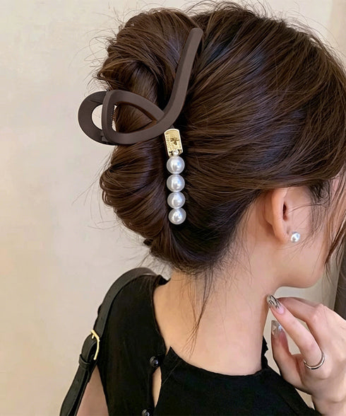 大人カジュアル パール バンスクリップ ヘアアクセサリー 韓国風 上品キレイめ まとめ髪 アップヘア オフィス デート 大人可愛い レディース髪留め 95FASHI-006