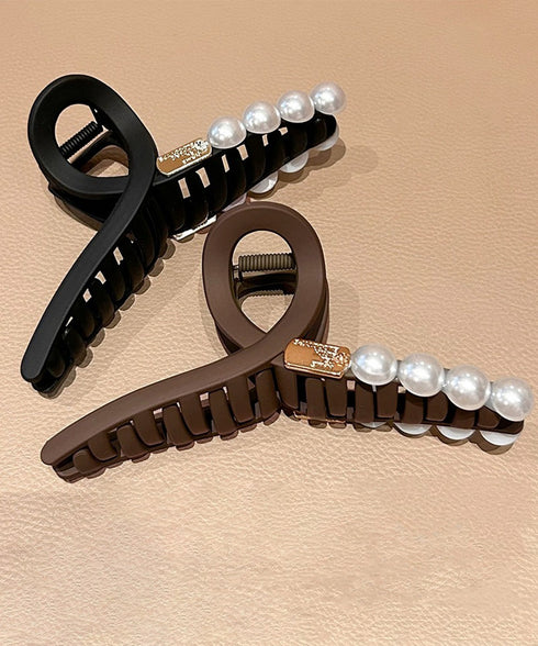 大人カジュアル パール バンスクリップ ヘアアクセサリー 韓国風 上品キレイめ まとめ髪 アップヘア オフィス デート 大人可愛い レディース髪留め 95FASHI-006