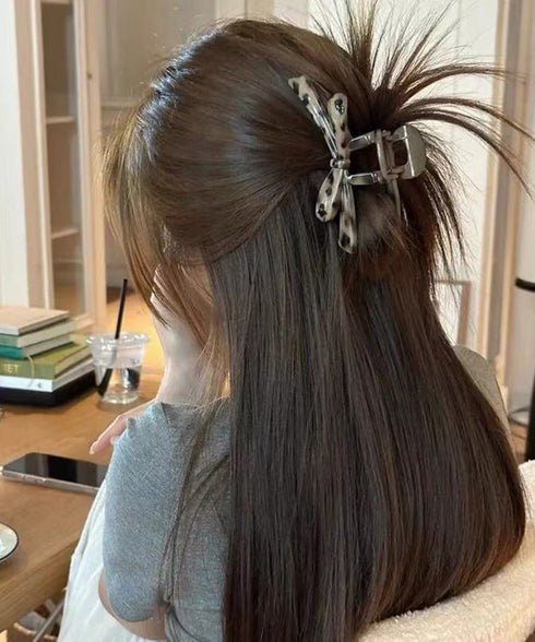 バンスクリップ 大きめ ヘアアクセサリー ヒョウ柄 リボンクリップ カジュアル リボン髪留め デイリー ヘアアクセサリー 小物 誕生日 プレゼント 95FASHI-011