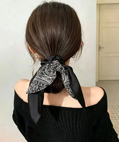 リボンスカーフシュシュ まとめ髪ヘアゴム シュシュ ヘアゴム ヘアアクセサリー まとめ髪 韓国ファッション きれいめ 大人可愛い 髪飾り 結婚式 プチプラ 簡単 95FASHI-012