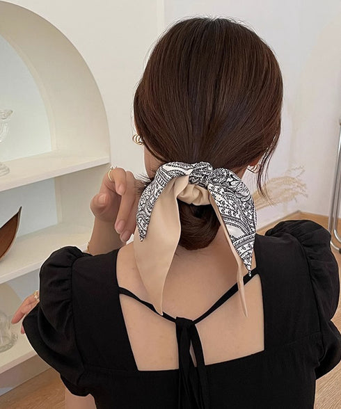 リボンスカーフシュシュ まとめ髪ヘアゴム シュシュ ヘアゴム ヘアアクセサリー まとめ髪 韓国ファッション きれいめ 大人可愛い 髪飾り 結婚式 プチプラ 簡単 95FASHI-012