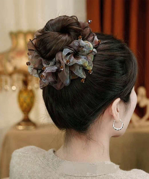シュシュ大きめ 大人 ボリュームヘアゴム シュシュ ヘアアクセサリー ヘアゴム まとめ髪 ラインストーン 大人可愛い きれいめ 韓国風 髪飾り 結婚式 女子会 95FASHI-014